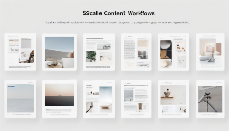 Scale Content with Notion OpenAI Workflows - Workflow automation dashboard showing database integrations and AI generation nodes (98 characters)