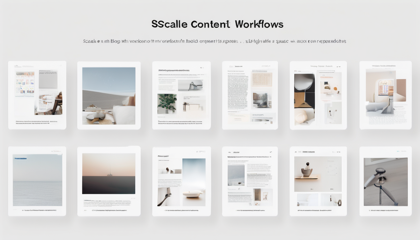 Scale Content with Notion OpenAI Workflows - Workflow automation dashboard showing database integrations and AI generation nodes (98 characters)